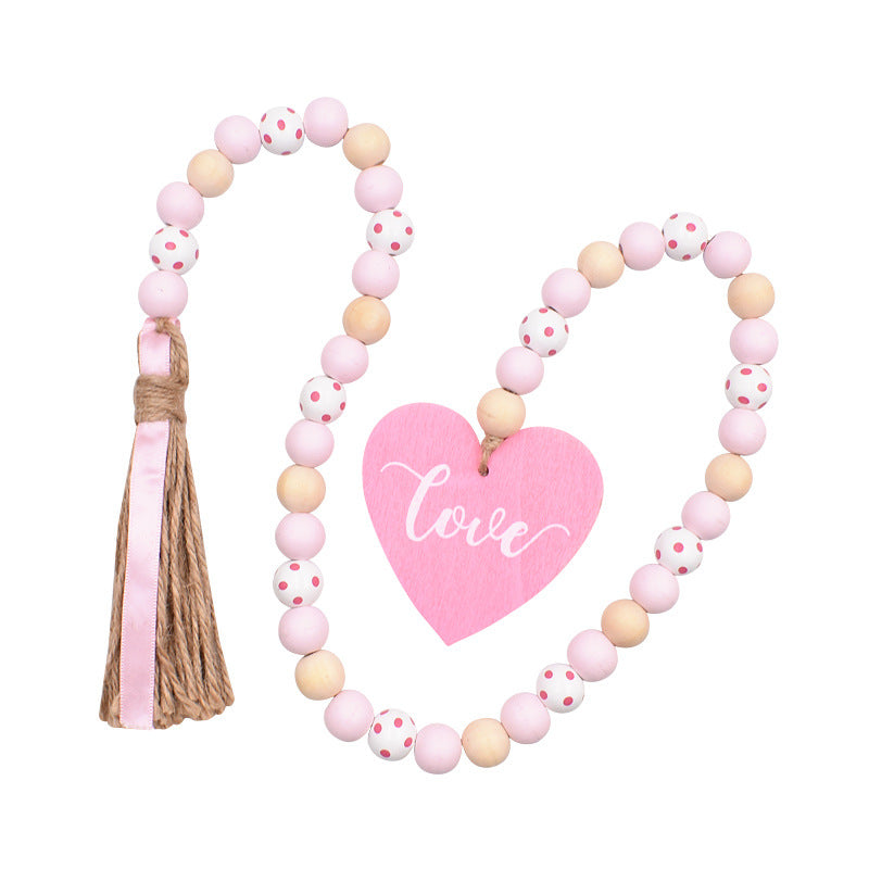 Wholesale 10PCS Valentine’s Day DIY Pink Love Hemp Rope Tassel Beads
